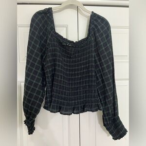 Madewell Plaid Long Sleeve Top
